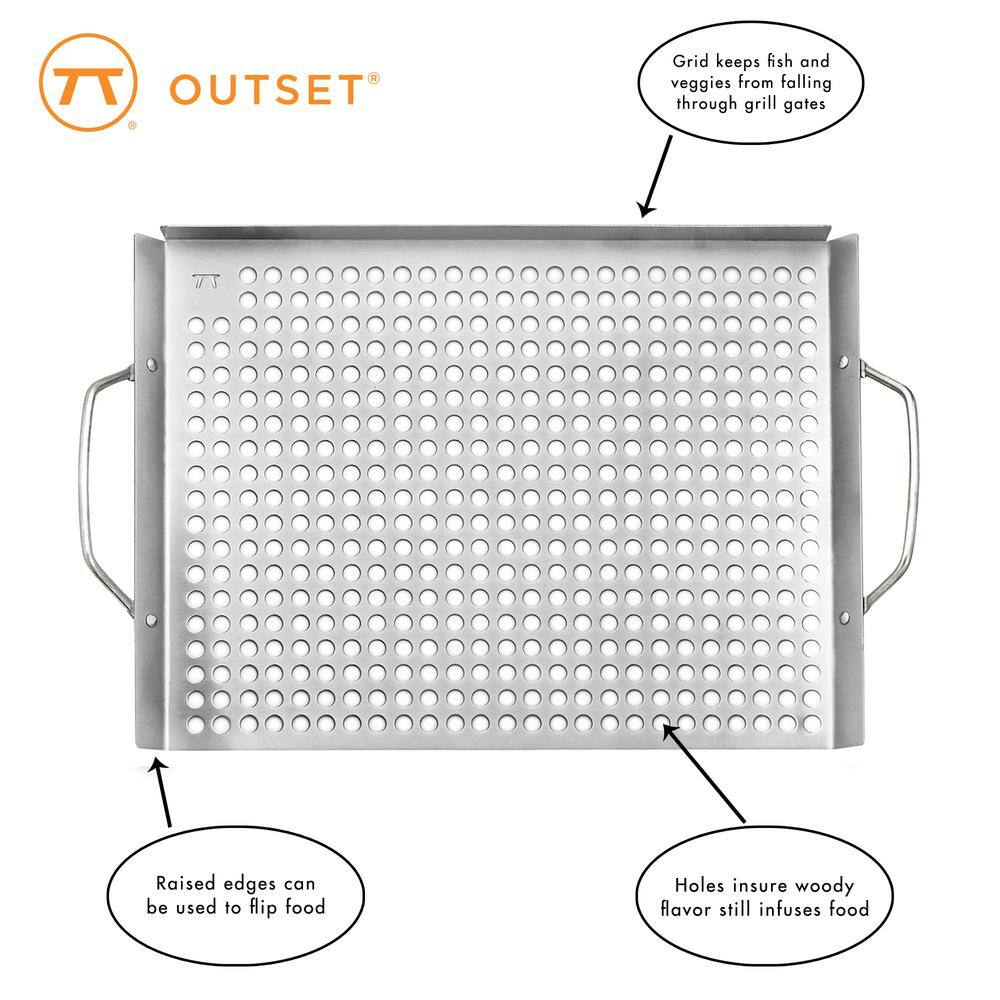 Outset Stainless Steel Perforated Grill Topper Grid with Handles