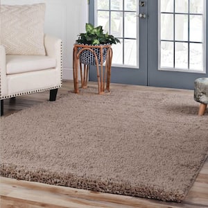 Berlin Taupe 8 ft. x 10 ft. Solid Plush Shag Indoor Area Rug