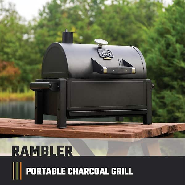 Rambler Portable Charcoal Grill with 218 sq. in. Cooking Area in Black