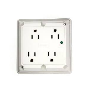 15 Amp Industrial Grade Heavy Duty 4-in-1 Grounding Surge Outlet with Indicator Light, White