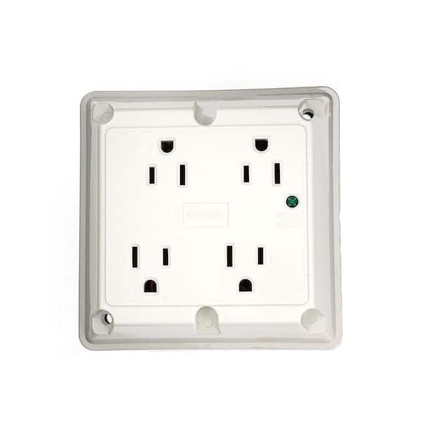 Leviton 15 Amp 125 V Surge Protected Quadplex Outlet/Receptacle, White (1-Pack) 5480-W