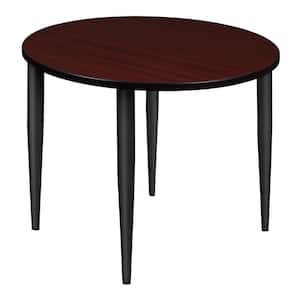 Trueno 42 in. L Round Mahogany and Black Wood Tapered Leg Table (Seats-4)