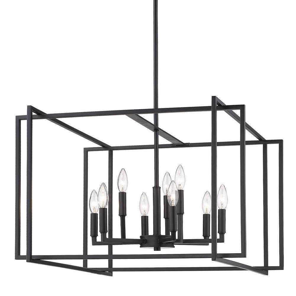 Tribeca Matte Black Steel 26" Open-Cage Chandelier
