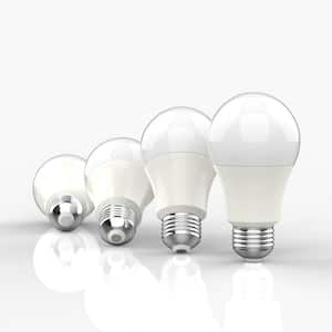 60-W Equivalent A19 LED Bulbs Modern Non-Dimmable w/ E26 Base, 80+ CRI, Warm White 2700K, 805 Lumens, White (Pack of 4)