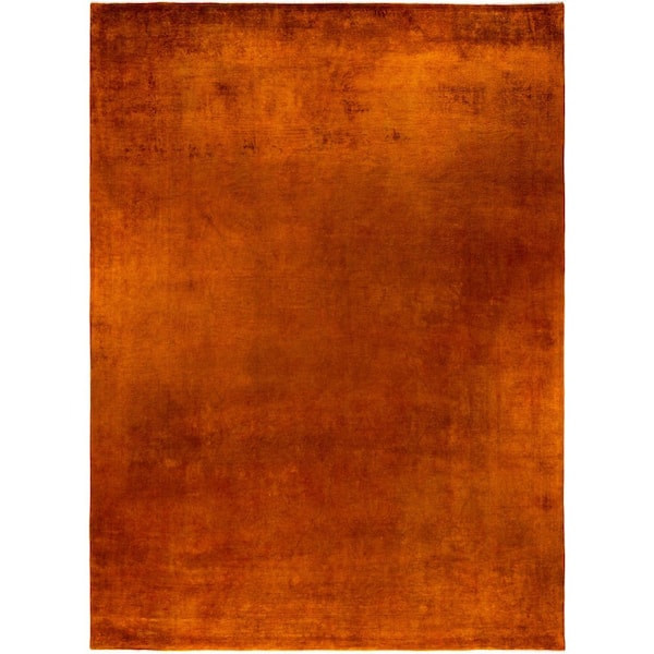 Overdyed Orange 10 ft. x 14 ft. Solid Wool Indoor Area Rug