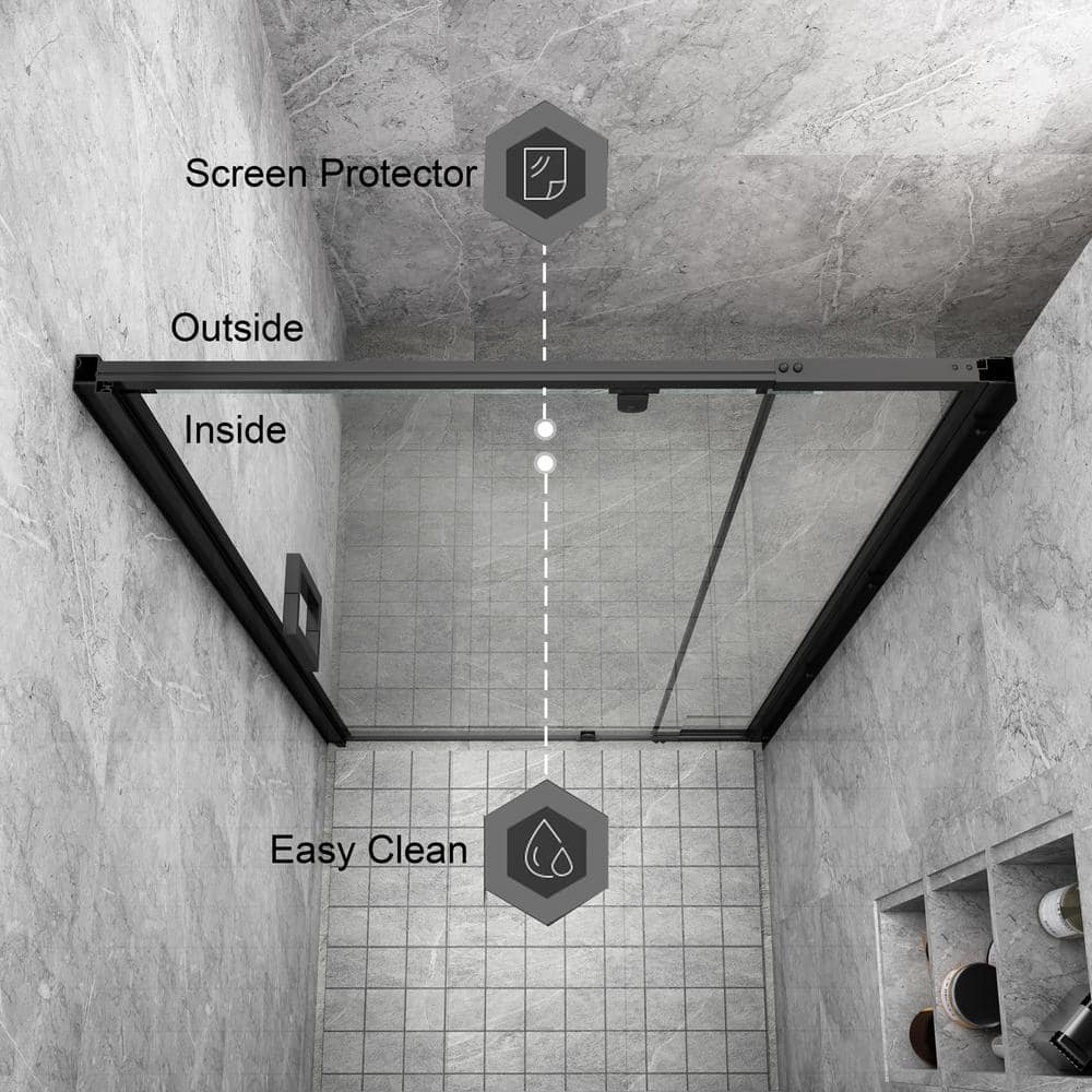 Matte Black 36'' x 72'' Pivot Shower Door with Clear Glass