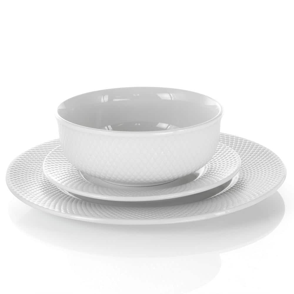 Elama 18-Piece White Porcelain Round Dinnerware Set