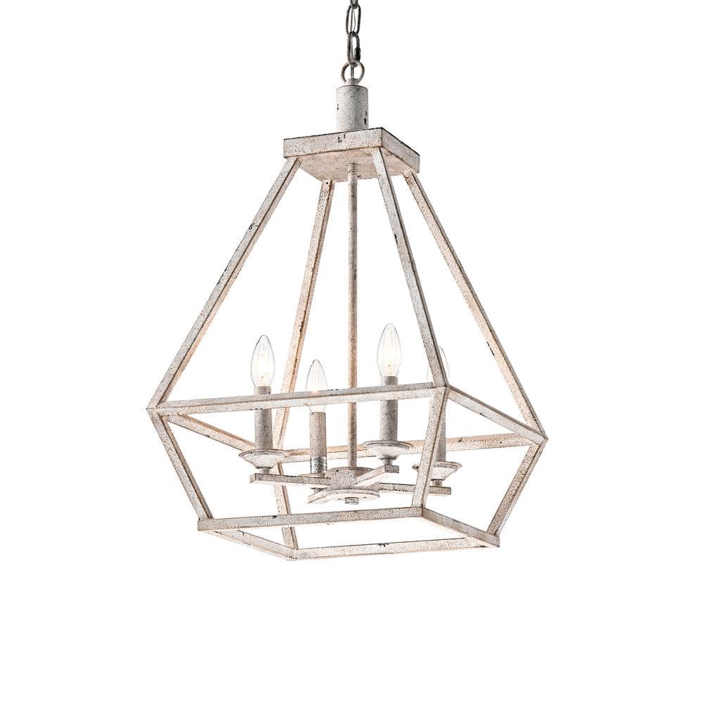 Edvivi Rita 4-Light Rustic Antique White Modern Farmhouse Lantern