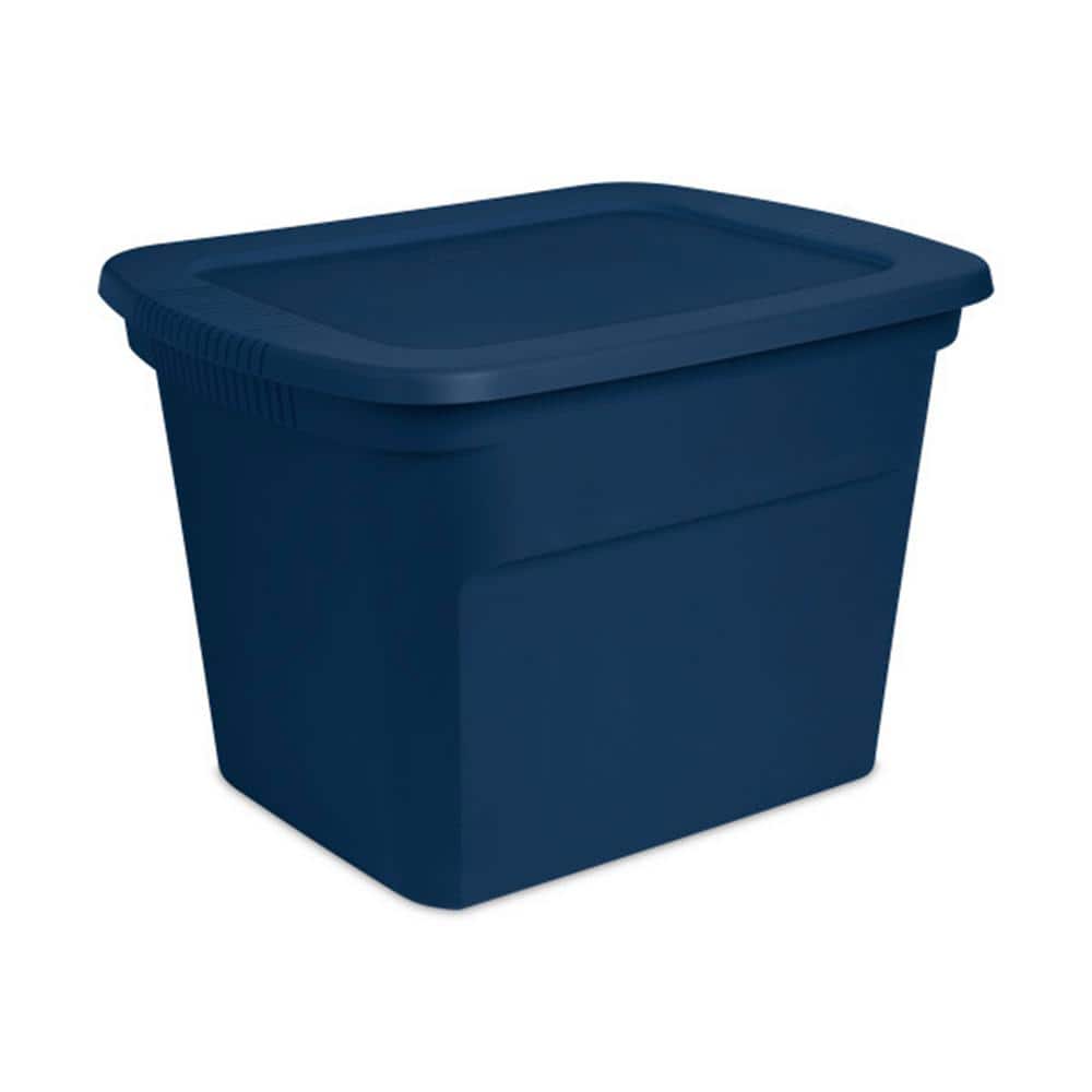 Sterilite Classic Lidded Stackable 18 gal. Storage Tote Container in Blue (8-Pack) 8 x 17317408