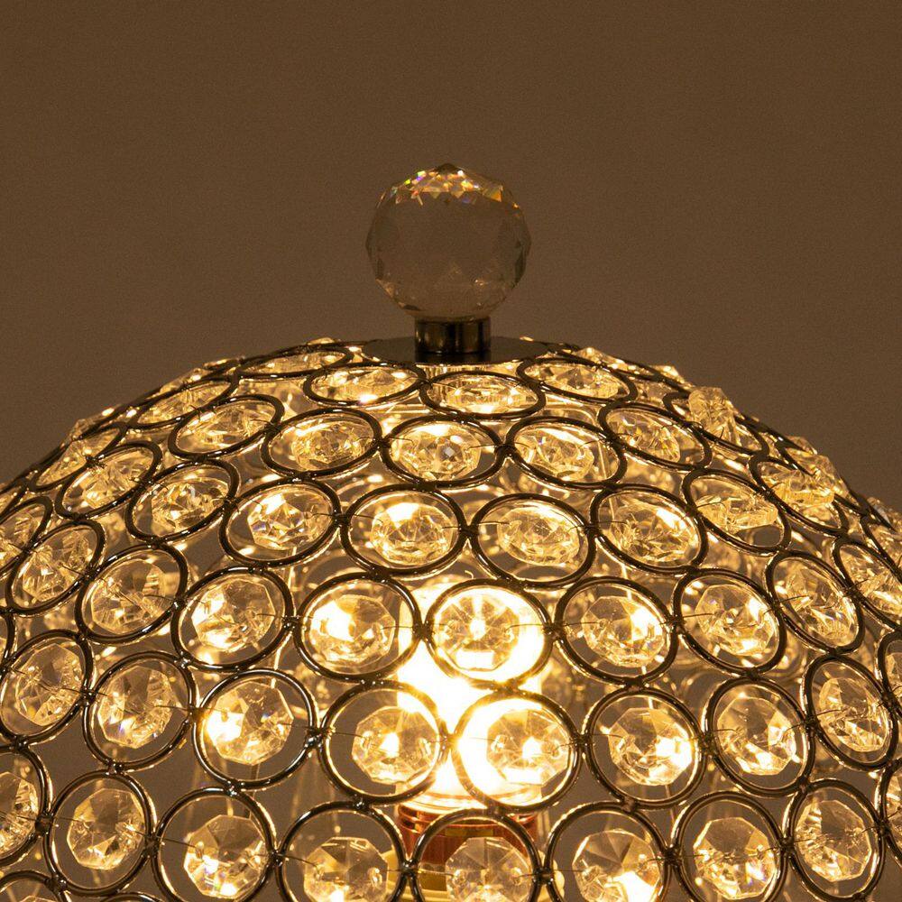 18" Silver Crystal Geometric Table Lamp with Clear Shade