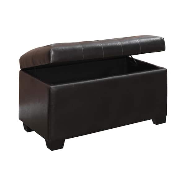 Coaster Home Furnishings Dark Brown Button Tufted Storage Ottoman