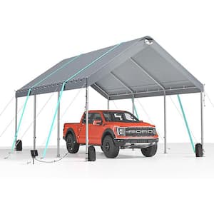 12 X 20 ft. Steel 4 Adjustable Height Heavy Duty Carport Roof with Metal Roof and Sidewalls