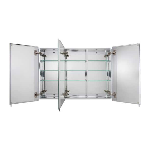 Croydex 36 in. W x 26 in. H x 5-1/4 in. D Frameless Aluminum Recessed or Surface-Mount Medicine Cabinet with Easy Hang System
