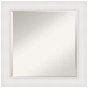 Textured White 25.25 in. x 25.25 in. Beveled Coastal Square Framed Wall Mirror in White