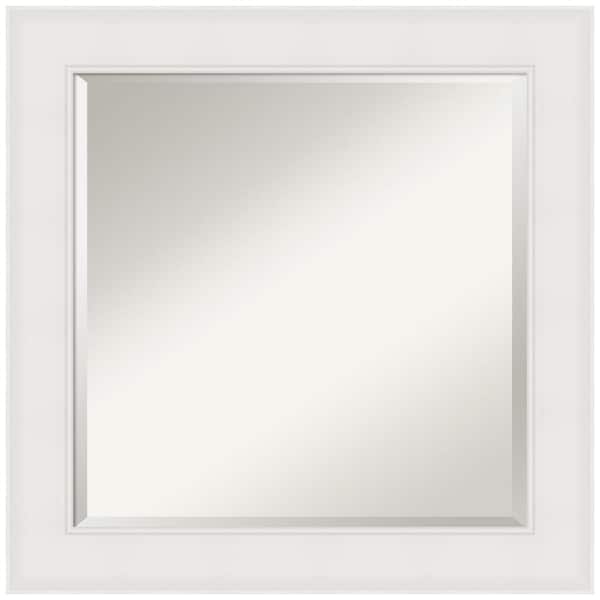 Amanti Art Textured White 25.25 in. x 25.25 in. Beveled Coastal Square Framed Wall Mirror in White