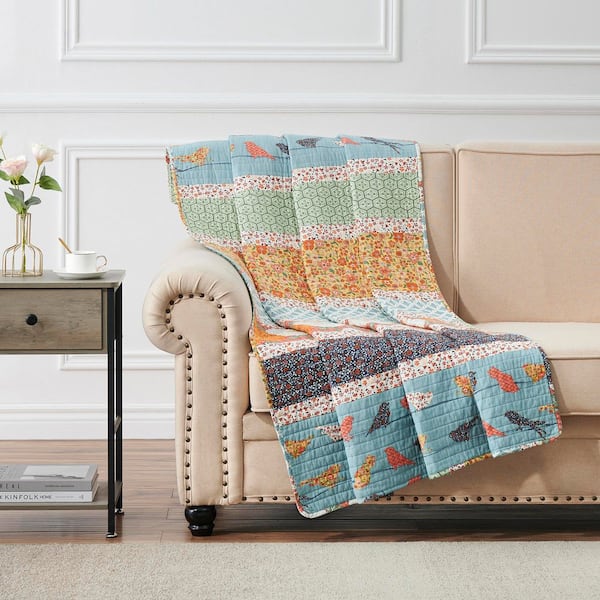 Greenland Home Fashions Carlie Calico Stripe Traditional 50 in. x 60 in. Cotton Rich Throw Blanket