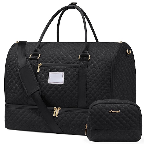 Black Carry On Convertible Garment Bag for Travel with Shoe Pouch and Toiletry Bag, 2 in 1 Hanging Suitcase, Waterproof