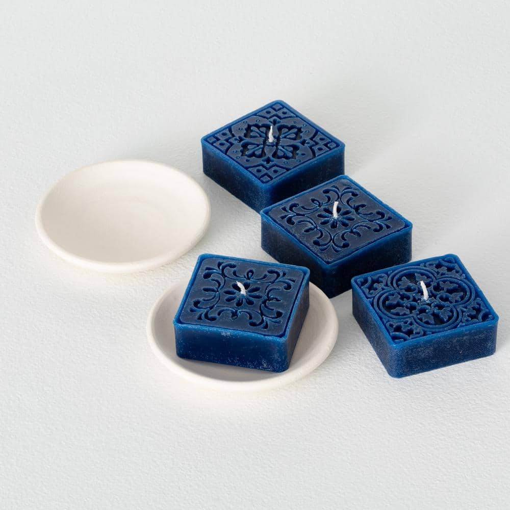 Vance Kitira Blue Candles and Dish Gift Set VT251BL The Home Depot