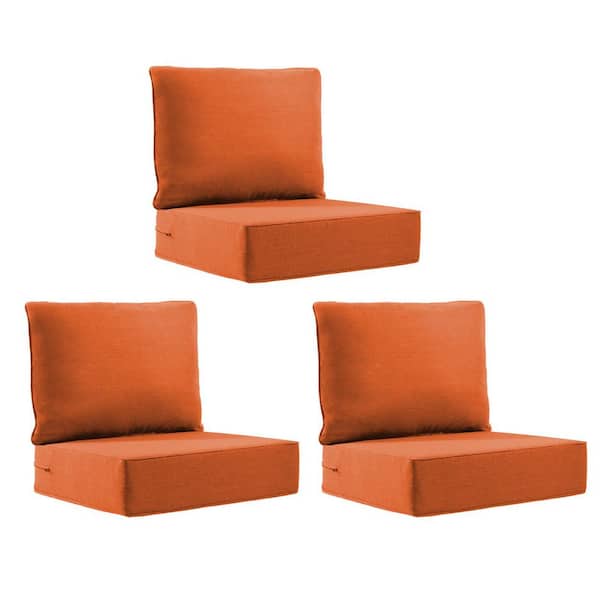 22 in. x 24 in. x 6 in. 6-Piece Olefin Deep Thick Seating Outdoor Lounge Chair Sofa Replacement Cushion Set in Orange