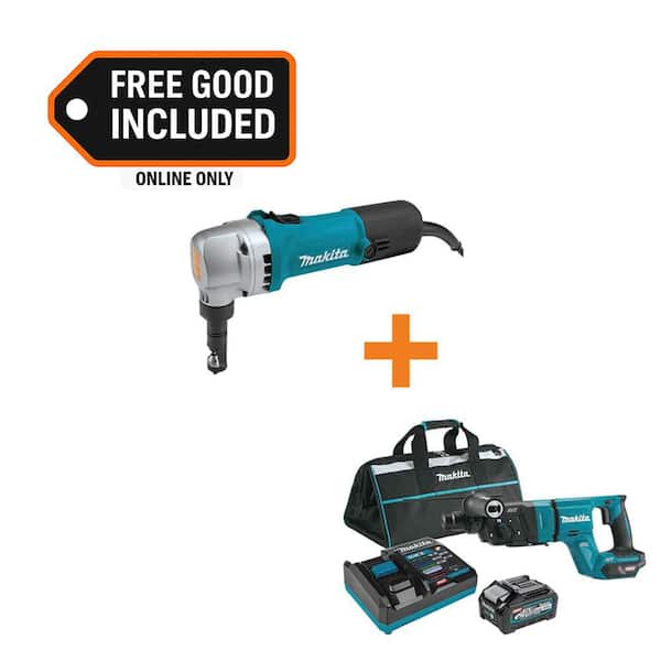 5 Amp 16-Gauge Nibbler with 40V max XGT Brushless 1-1/8 in. Rotary Hammer (D-Handle) Kit, AFT, AWS Capable (4.0Ah)