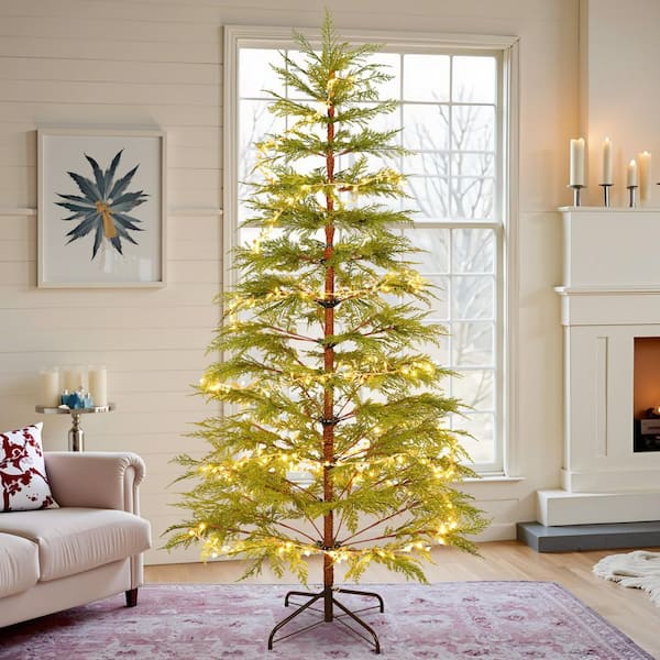 6 ft. Full Artificial Christmas Tree Arrangement with 300 Star and Moon LED Lights and Metal Stand