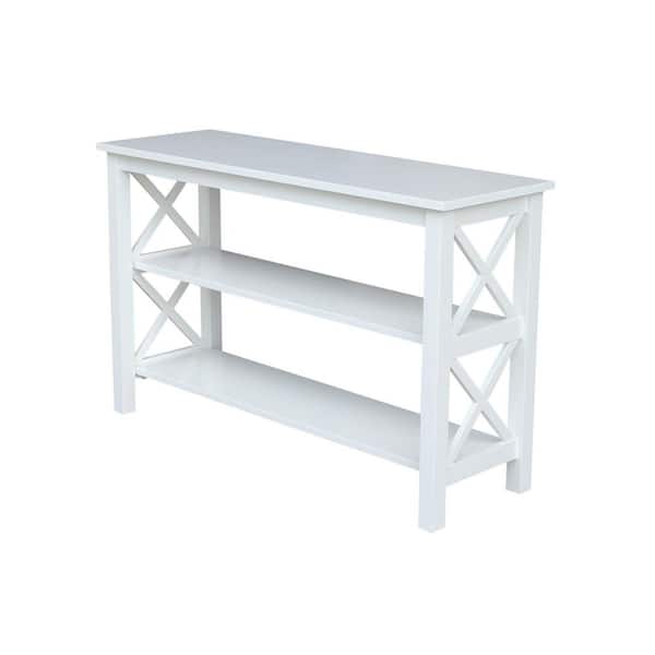 International Concepts Hampton 48 in. Pure White Standard Rectangle Wood Console Table with Shelves