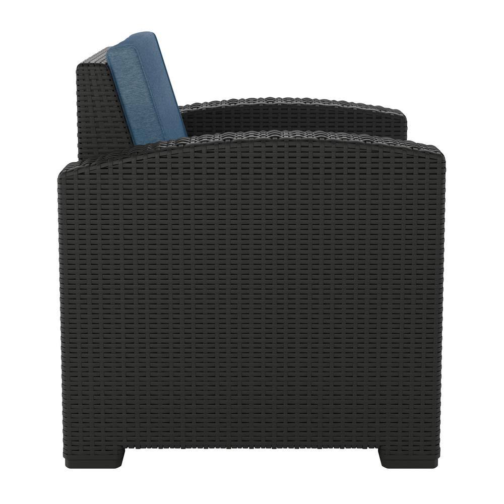 Elegant All-Weather Resin Wicker Outdoor Armchair with Gray Cushions