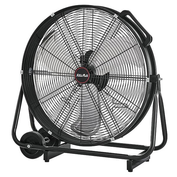 XtremepowerUS 24 in. High Velocity 3-Adjustable Speed Commercial Rolling Floor Drum Fan in Black