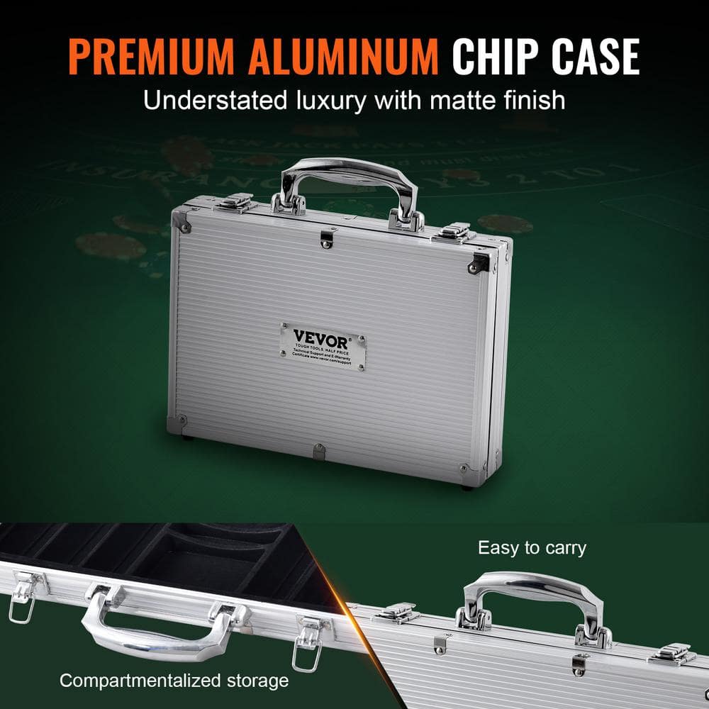 200-Piece Multicolor PS Plastic Poker Chip Set with Aluminum Case