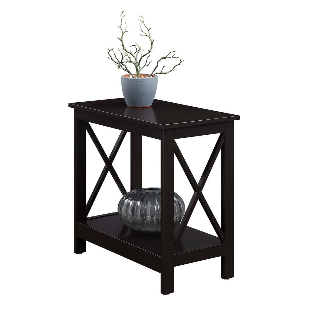 Espresso Slim Chairside End Table with Open Shelving