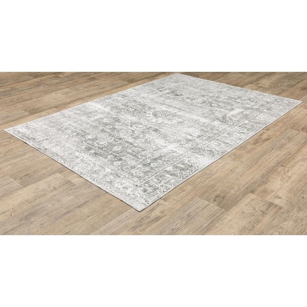 Maya Gray/Ivory 2 ft. x 8 ft. Distressed Oriental Area Rug