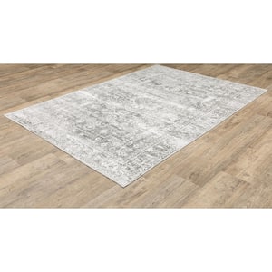 Maya Distressed Oriental Gray/Ivory 3 ft. 6 in. x 5 ft. 6 in. Area Rug