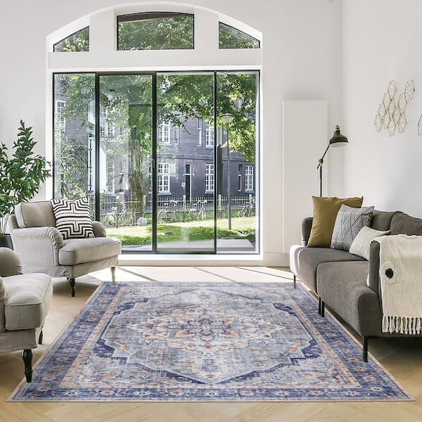 Soha Multi-Colored 5 ft. x 7 ft. Crystal Print Polyester Digitally Printed Area Rug