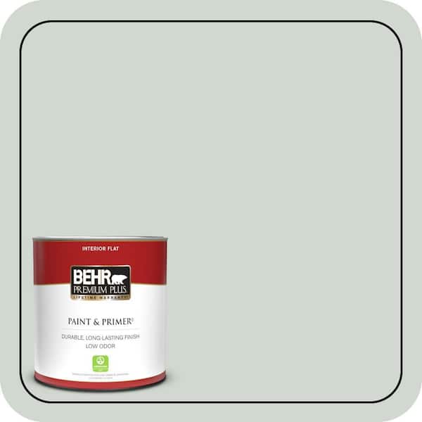 BEHR PREMIUM PLUS 1 qt. Home Decorators Collection #HDC-CT-23 Wind Fresh White Flat Low Odor Interior Paint & Primer