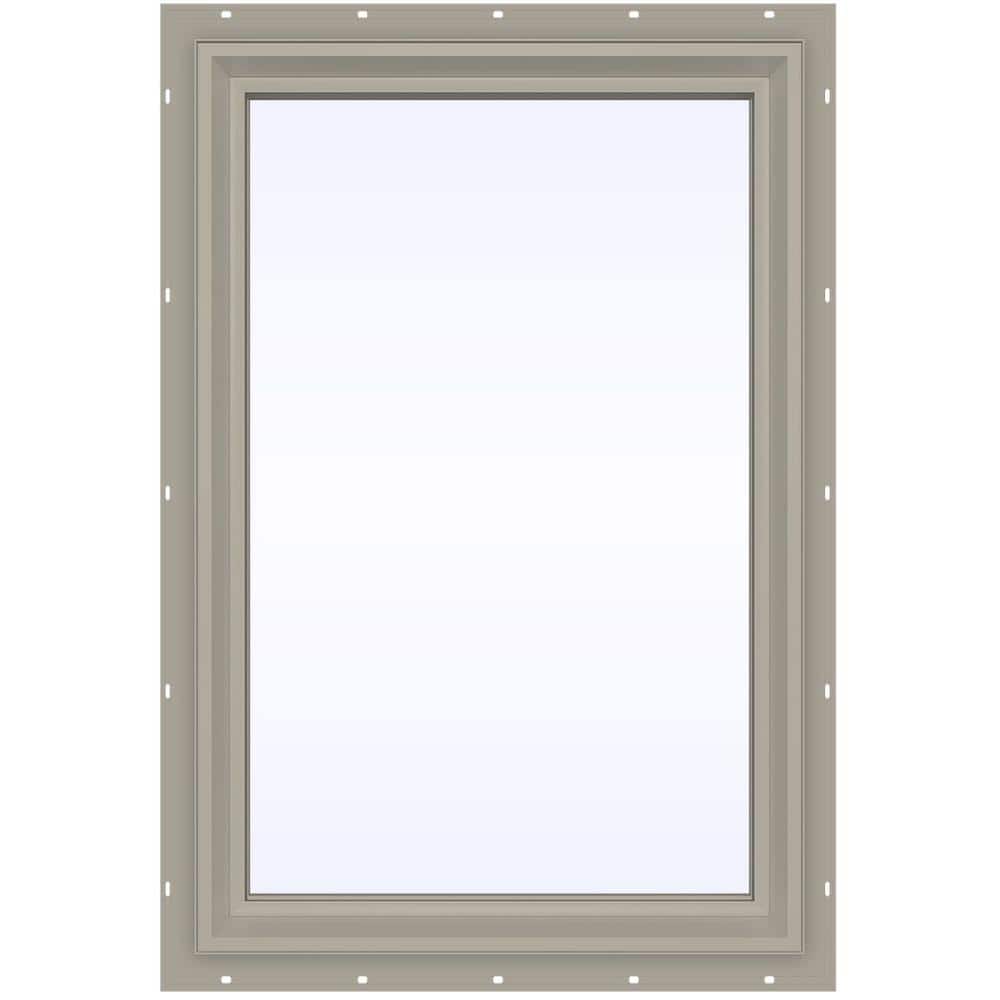 JELD-WEN 23.5 in. x 35.5 in. V-2500 Series Desert Sand Vinyl Picture Window w/ Low-E 366 Glass