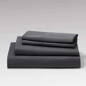 Solid 300TC 4-Piece Charcoal Bamboo Queen Sheet Set