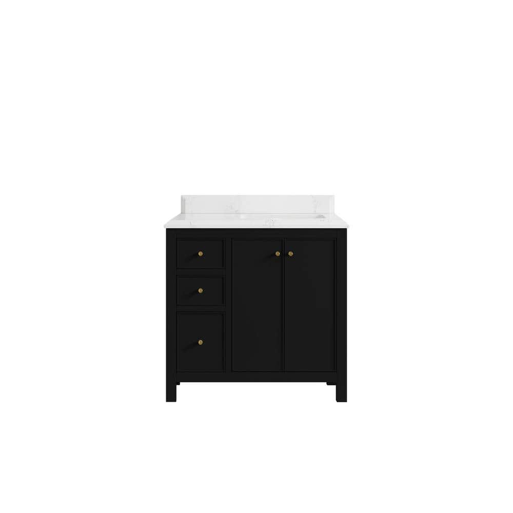 Chicago 36 in. W x 22 in. D x 36 in. H Single Right Offset Sink Bath Vanity in Black with 1.5 in. Empira White qt. Top price history on PriceWatchPro