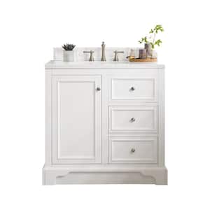 De Soto 37.3 in. W x 23.5 in.D x 36.3 in.H Single Bath Vanity in Bright White w/ Solid Surface Vanity Top in Arctic Fall