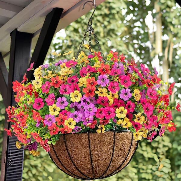 19.7 in. Multicolored Artificial Faux Hanging Flowers Plants