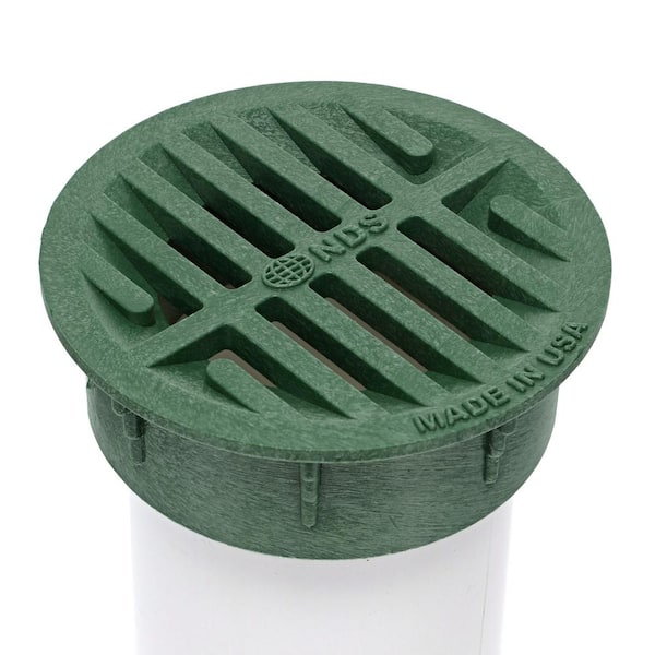 3 in. - 4 in. Plastic Round Drainage Grate in Green