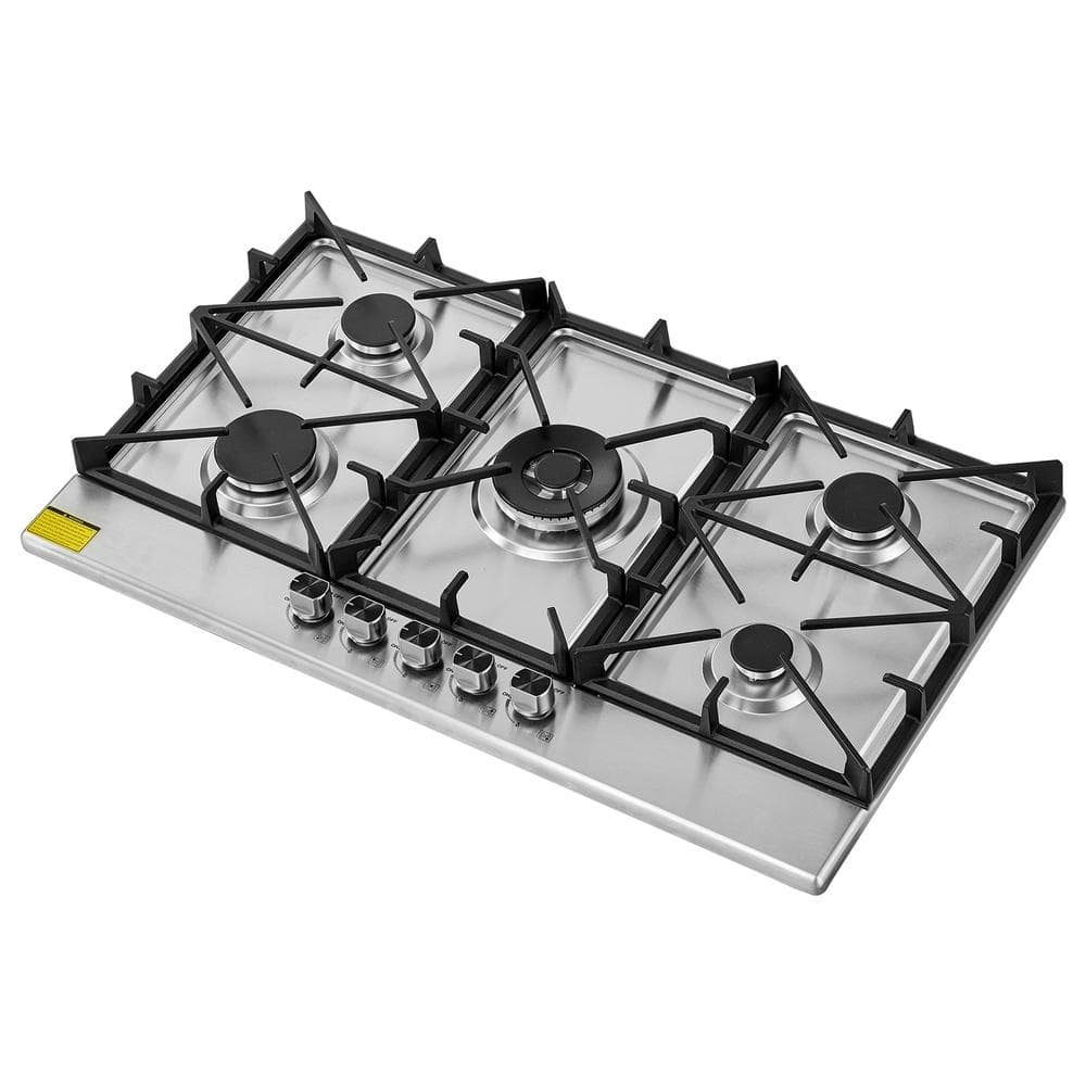 Gas Cooktop 36 in. 5 Burners Built-In Stainless Steel 38300 BTU Max LPG/NG Convertible Stove Top