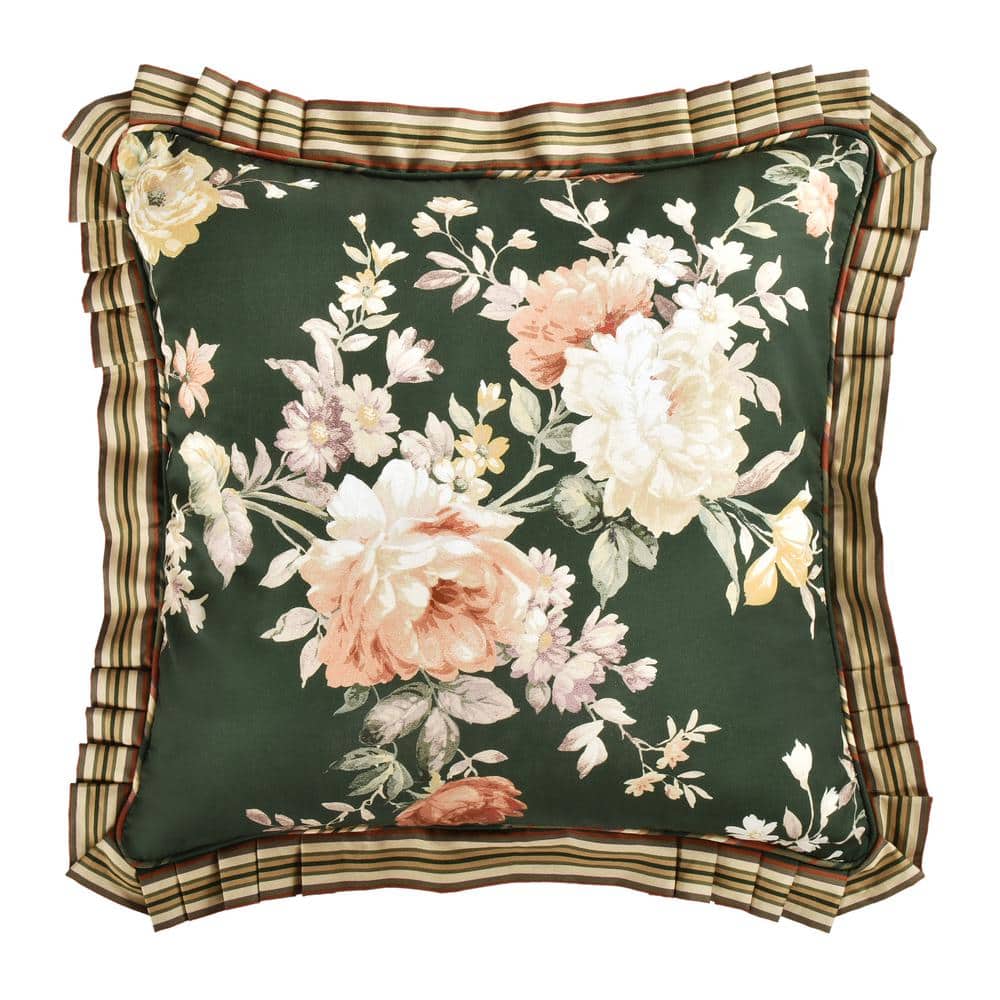 Brianna Forest Cotton Floral 20 Square Decorative Throw Pillow 20 In. L 