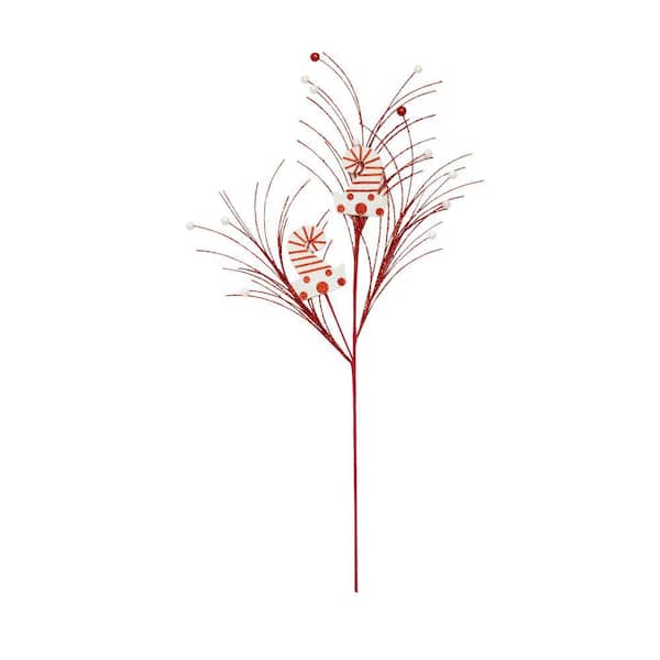 34 in. Red Santa Hat Glitter Christmas Spray (Set of 2)