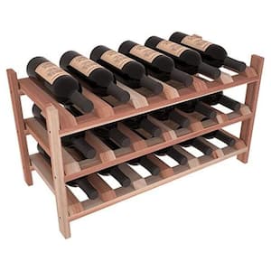 Natural Unstained Redwood 18-Bottle Stackable Wine Rack