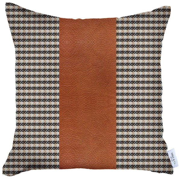 MIKE & Co. NEW YORK Bohemian Handmade Jacquard Black and Brown Square  Houndstooth 18 in. x 18 in. Throw Pillow 50-947-04-5 - The Home Depot