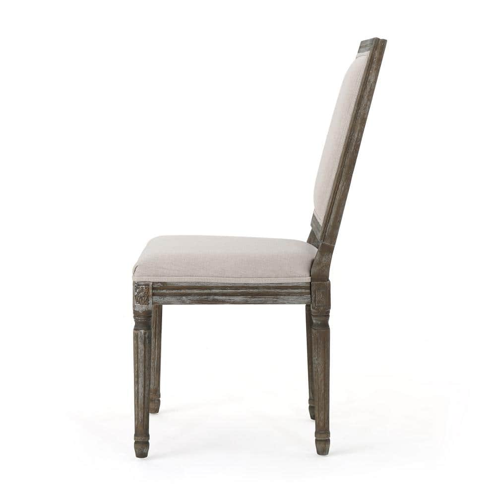 Ledger Distressed Wheat Upholstered Wood Side Chairs, Set of 2