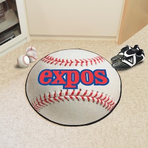 Montreal Expos White 2 ft. x 2 ft. Round Baseball Area Rug