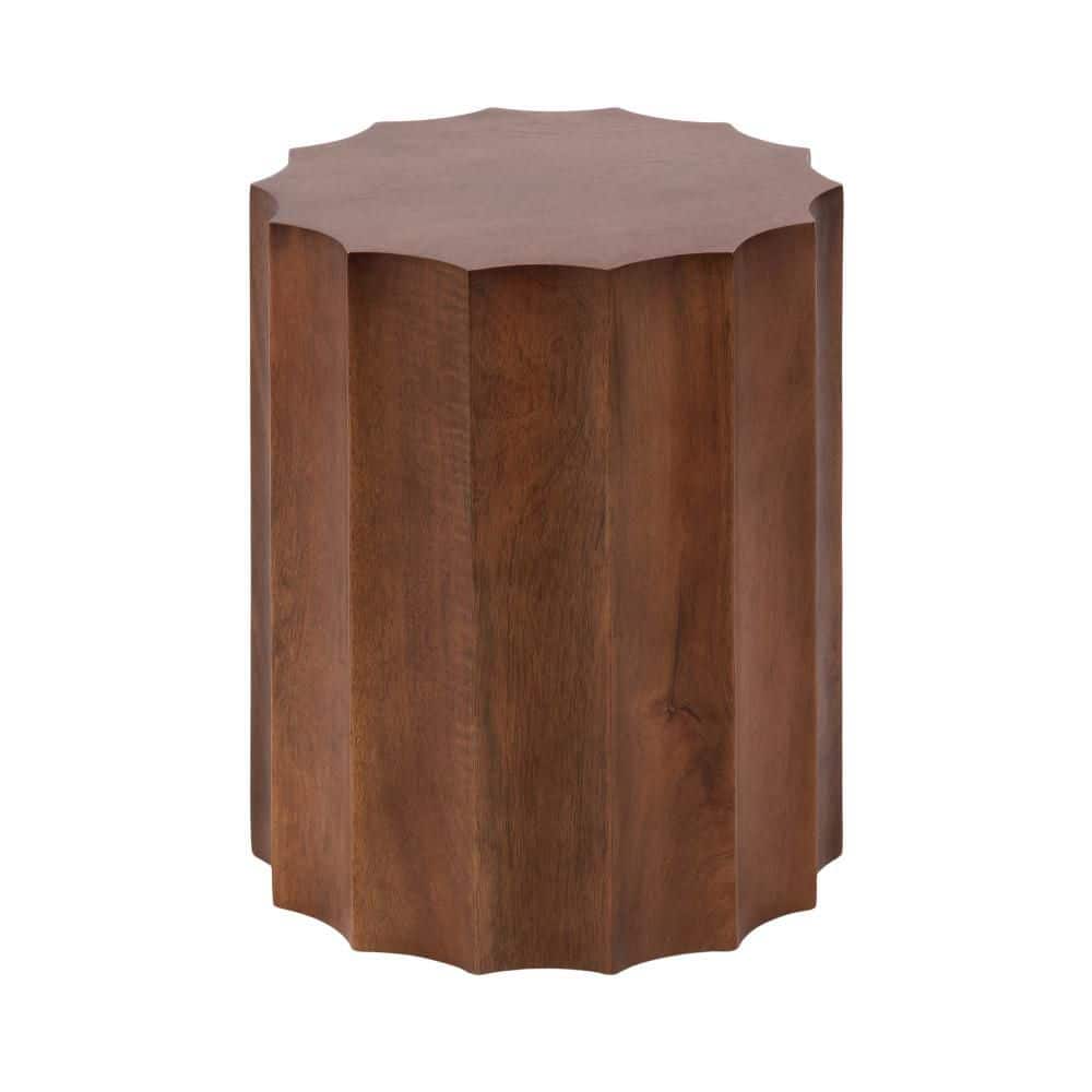 Scalera 15 in. Walnut Brown Scalloped Wood End Table price history on PriceWatchPro