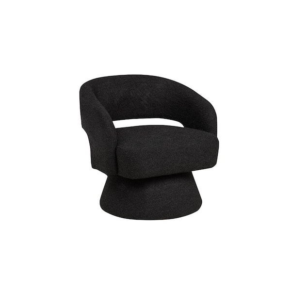 Best Quality Furniture Fidel Black Boucle Fabric Accent Barrel Chair (Set of 1)