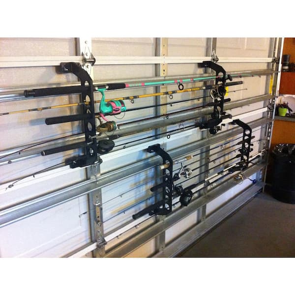 Black Garage Door Storage Rack, Fishing Rod Holder Garage Door